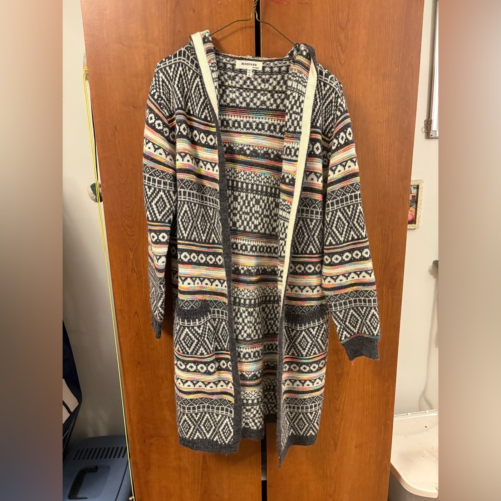 Monteau Tribal Knit Sweater – Geometric Stripe – Size M